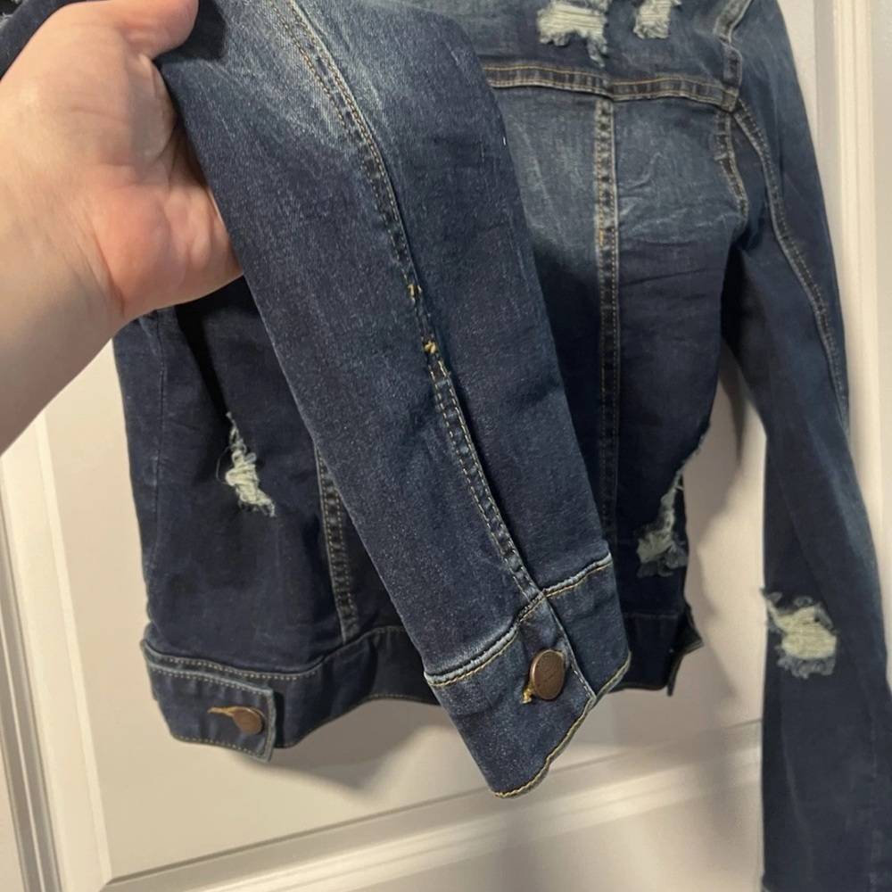 Blue Distressed Denim Jacket - Picture 5 of 6